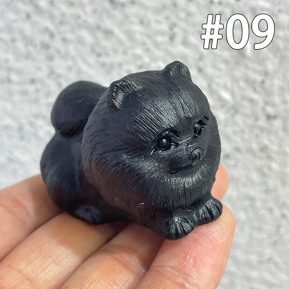 Natural Black Obsidian Dog Carving | Crystal Animal Totem