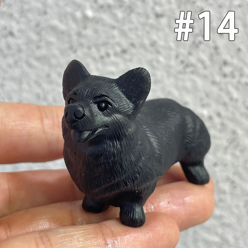 Natural Black Obsidian Dog Carving | Crystal Animal Totem