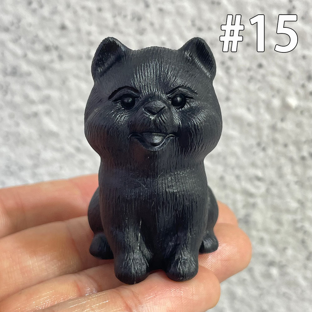 Natural Black Obsidian Dog Carving | Crystal Animal Totem