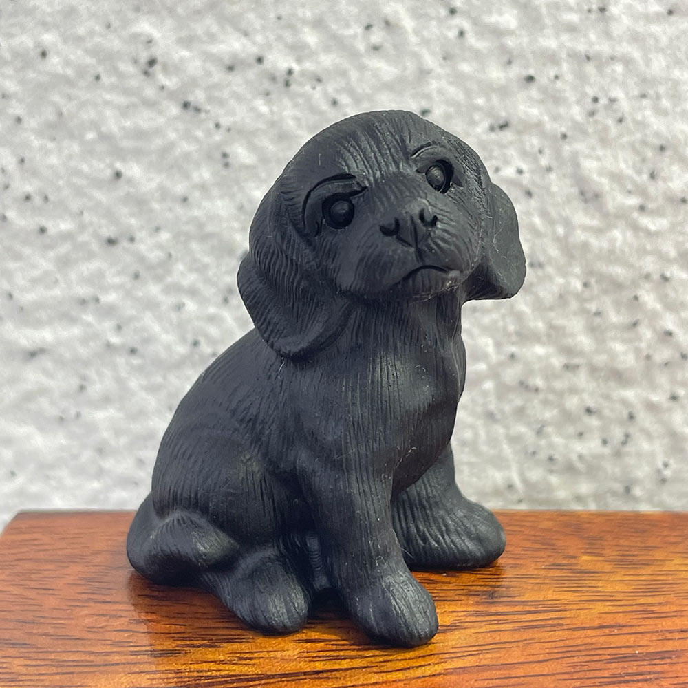 Natural Black Obsidian Dog Carving | Crystal Animal Totem