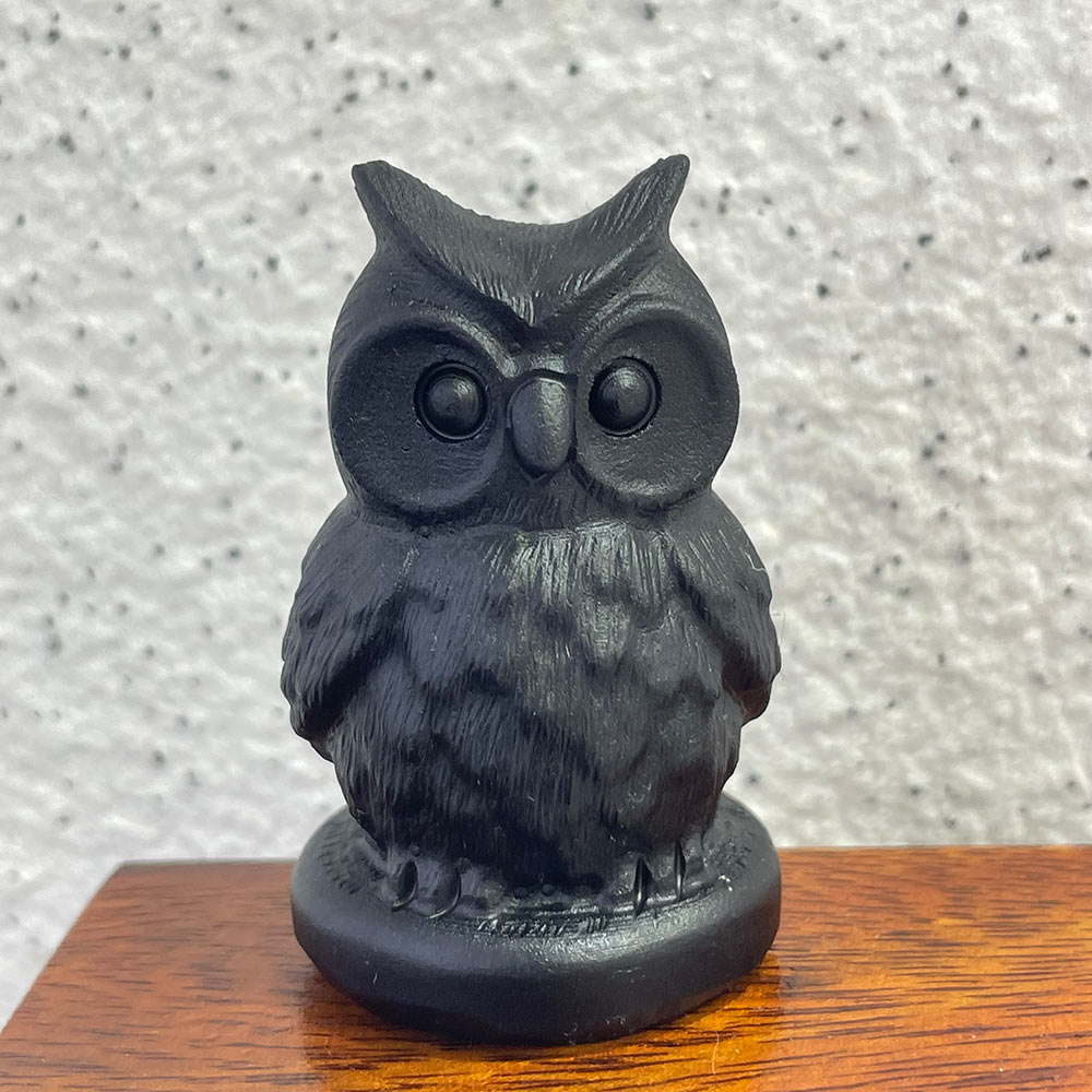 Natural Black Obsidian Owl Carving | Crystal Animal Totem