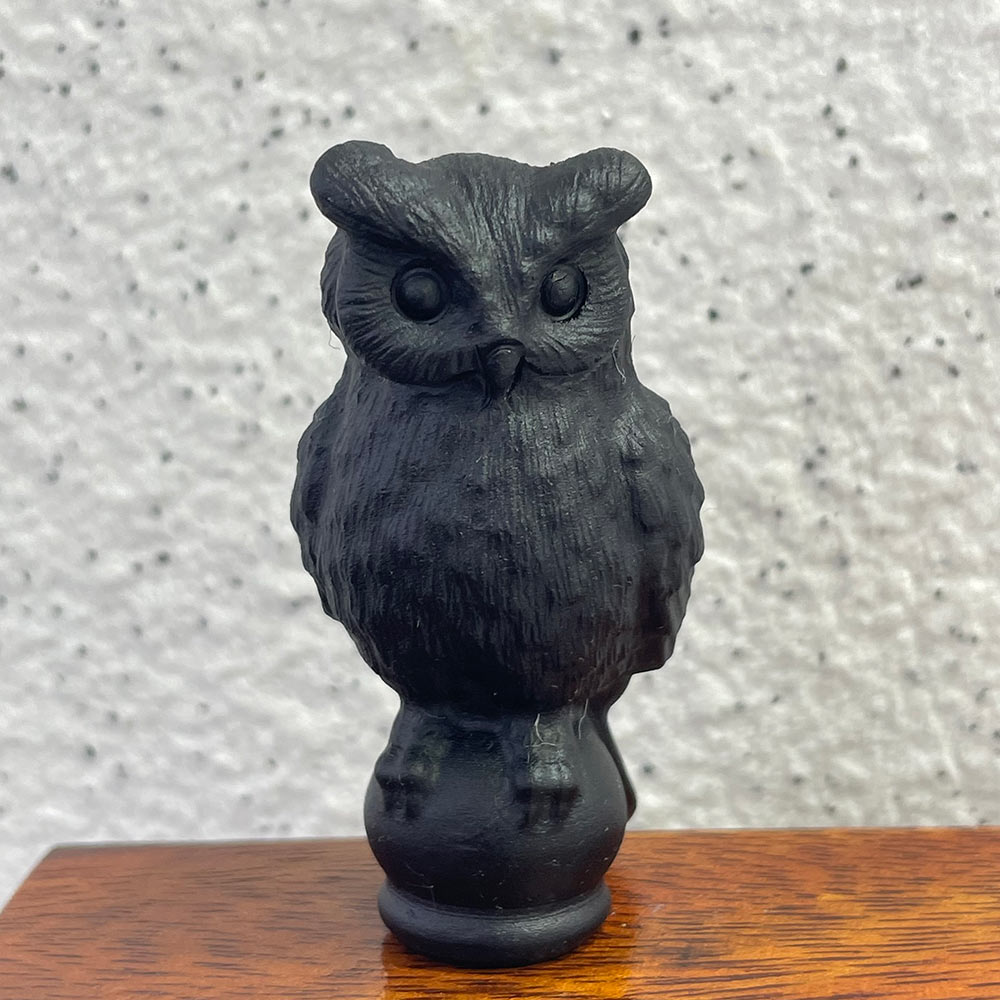 Natural Black Obsidian Owl Carving | Crystal Animal Totem