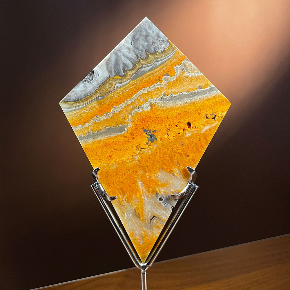 Bumblebee Jasper Diamond Slab with Stand - 130mm Collector Specimen
