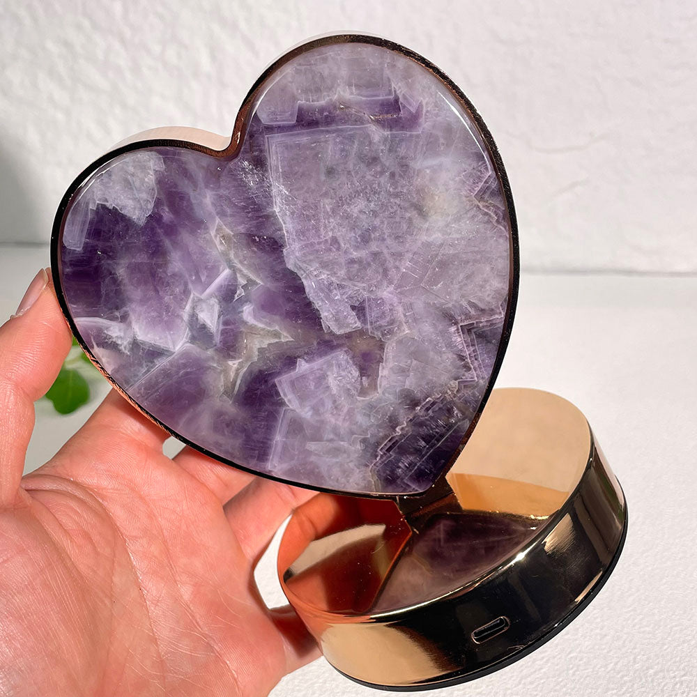 Natural Dream Amethyst Heart LED Crystal Lamp (110mm)
