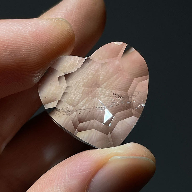 Faceted Clear Quartz Heart | Polished Crystal for Grids & Healing