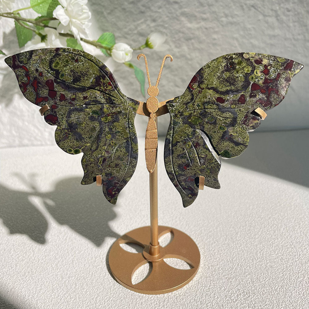 Natural Crystal Butterfly Wings – Hand-Carved Ornament – Healing Gemstone Home Decor