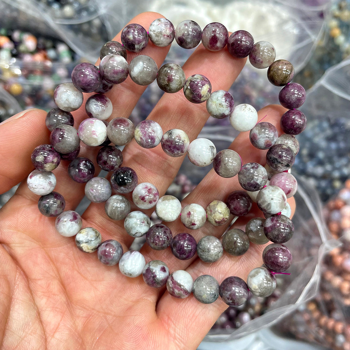Rubellite Bead Bracelet