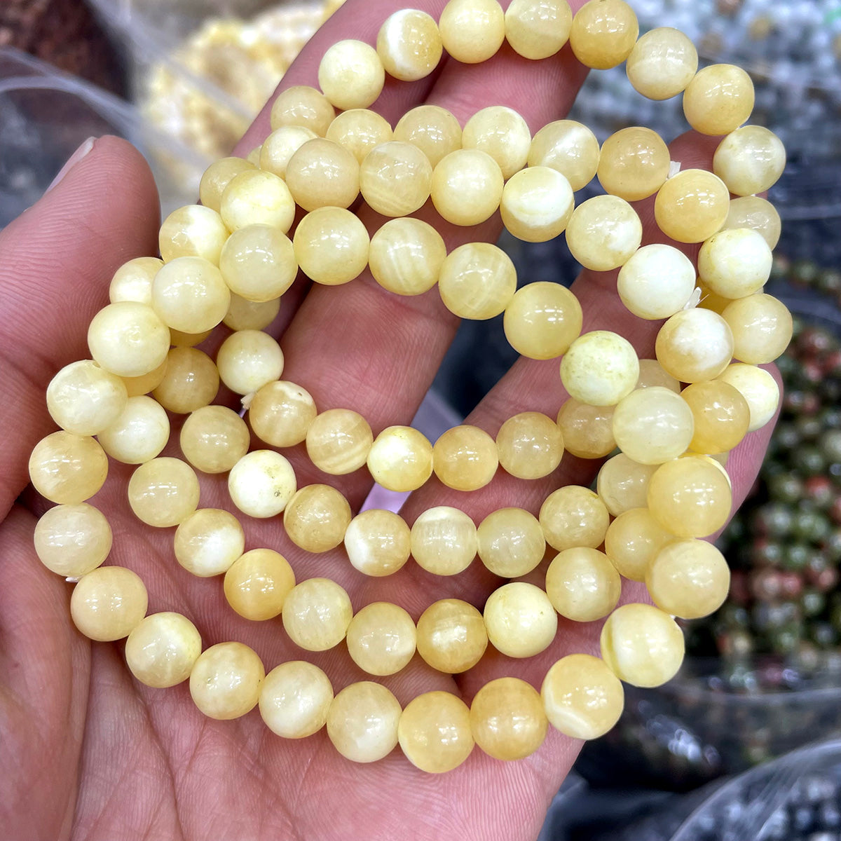 Yellow Calcite Bead Bracelet