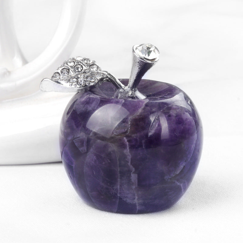 Natural Crystal Apple Figurine | Healing Gemstone Decor