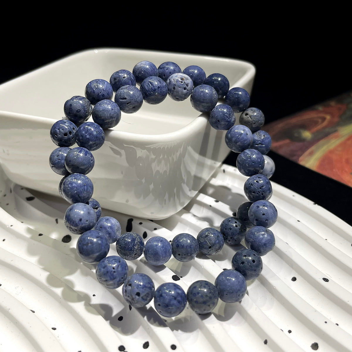 blue coral jasper bead bracelet