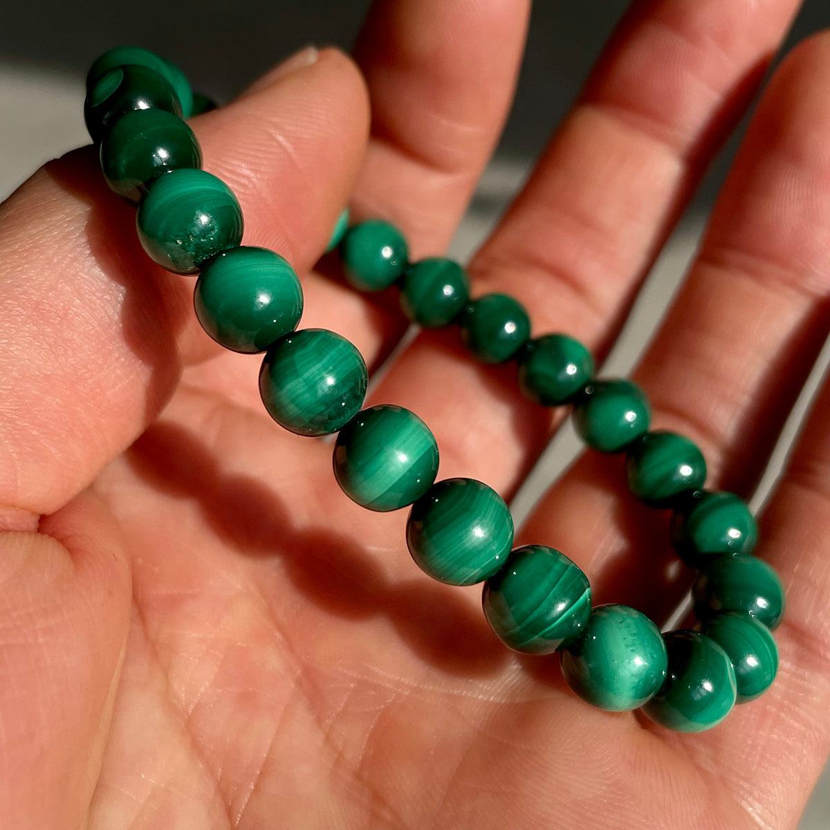 cat eye malachite bead bracelet