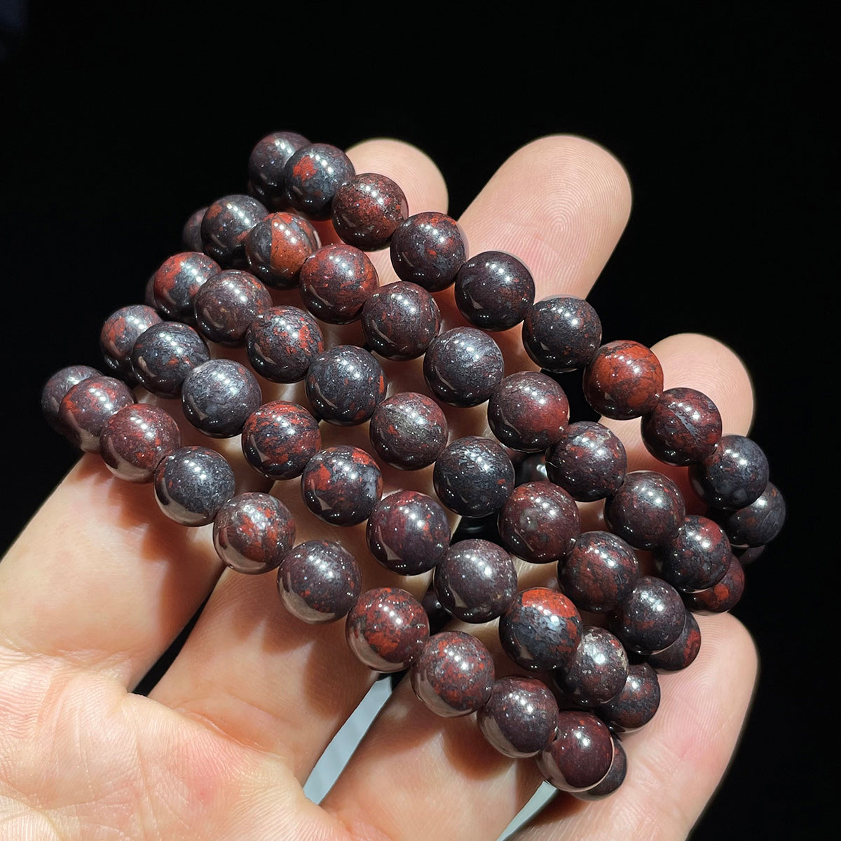 chicken blood stone bead bracelet