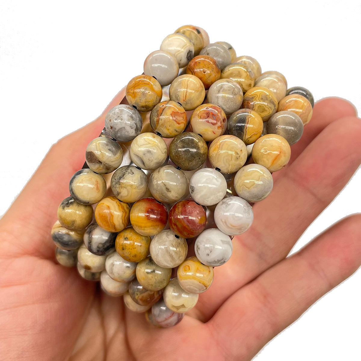 crazy lace agate bead bracelet