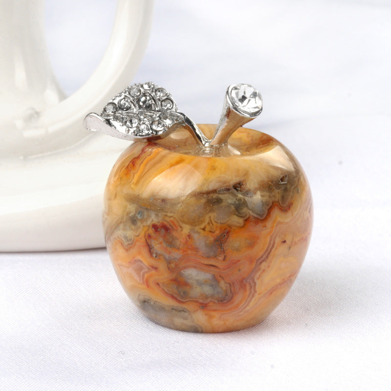 Natural Crystal Apple Figurine | Healing Gemstone Decor