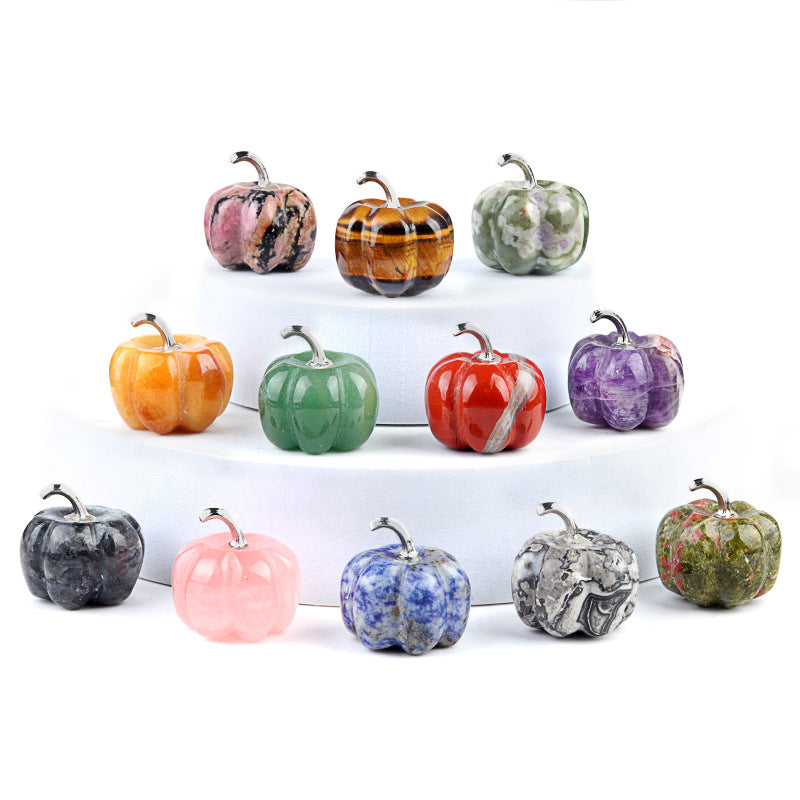 Carved Crystal Pumpkin Figurine | Perfect Fall & Halloween Decor