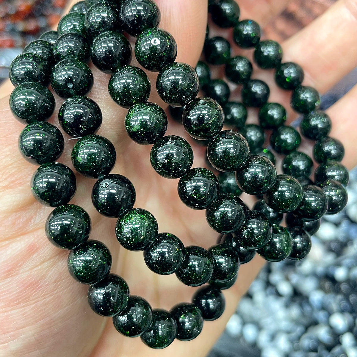 green sandstone bead bracelet