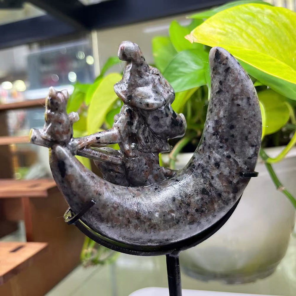 Witch on the Moon Crystal Statue - Choose Your Magical Stone
