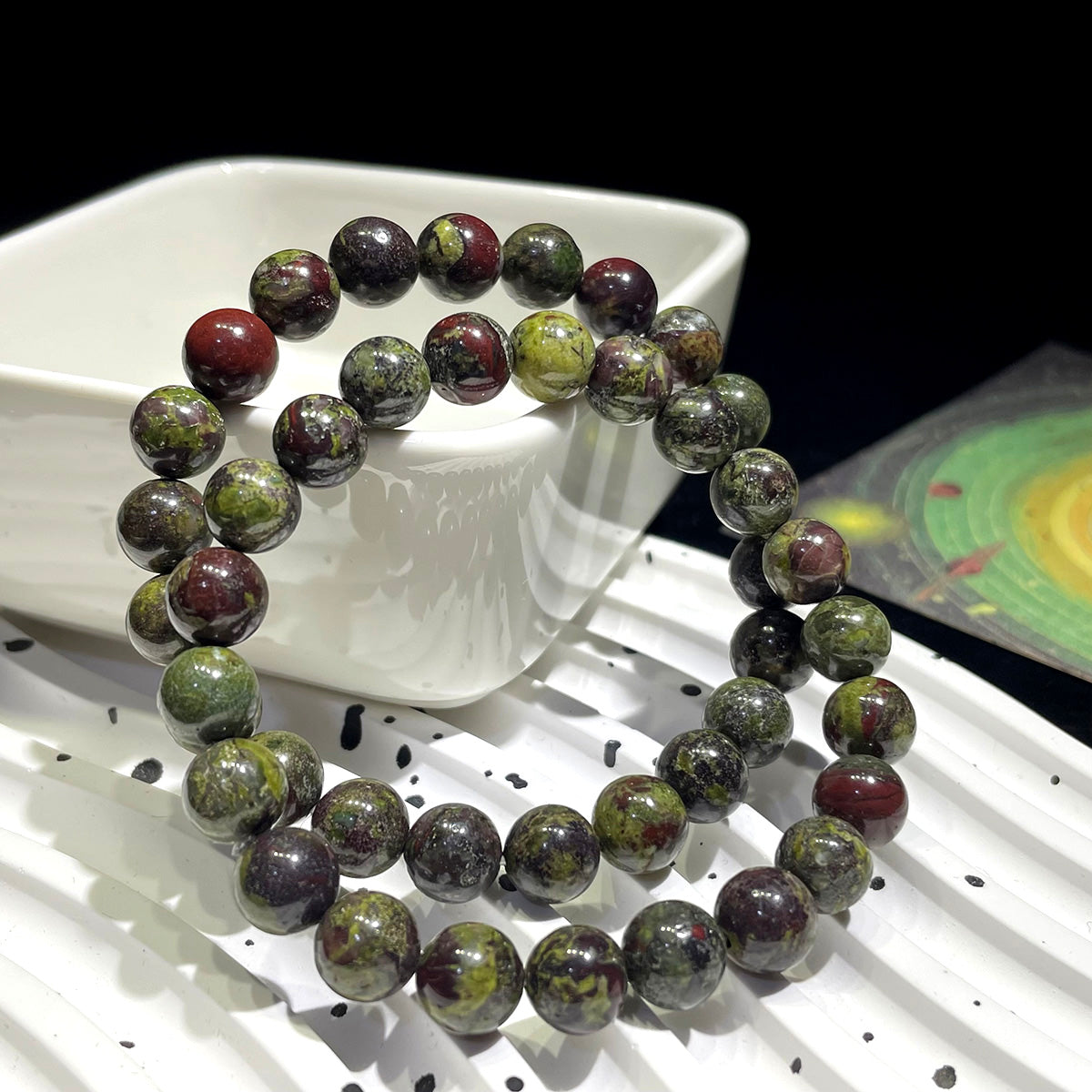 Dragon Blood Stone jasper bead bracelet