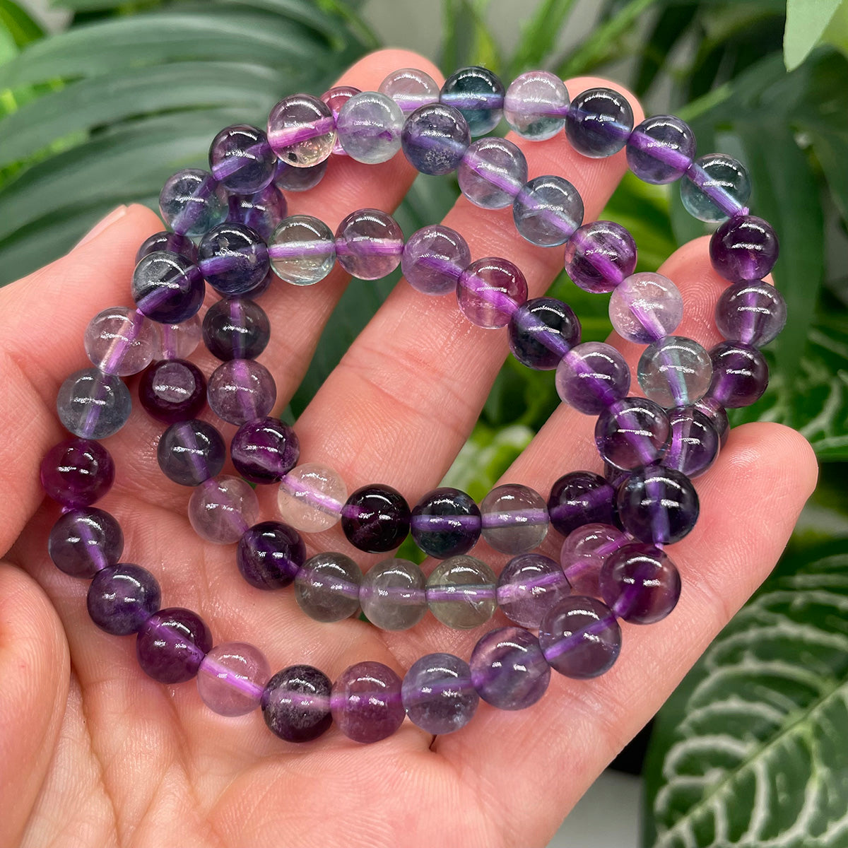 Rainbow Fluorite Bead Bracelet