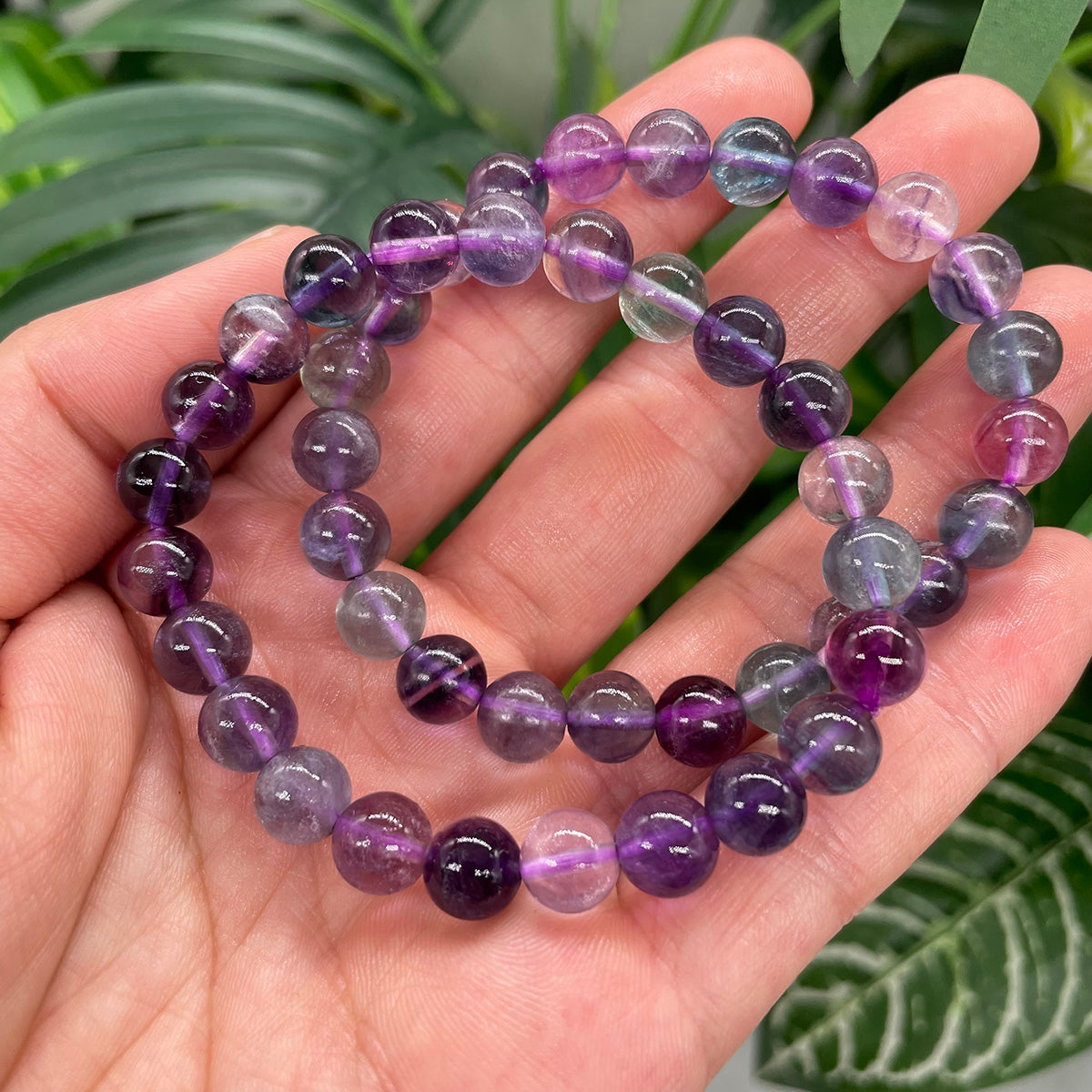 Rainbow Fluorite Bead Bracelet