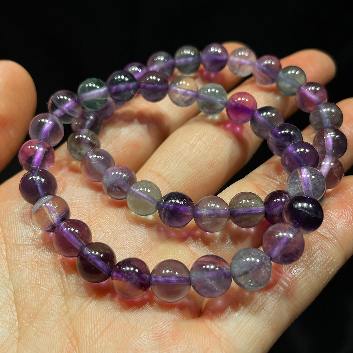 Rainbow Fluorite Bead Bracelet