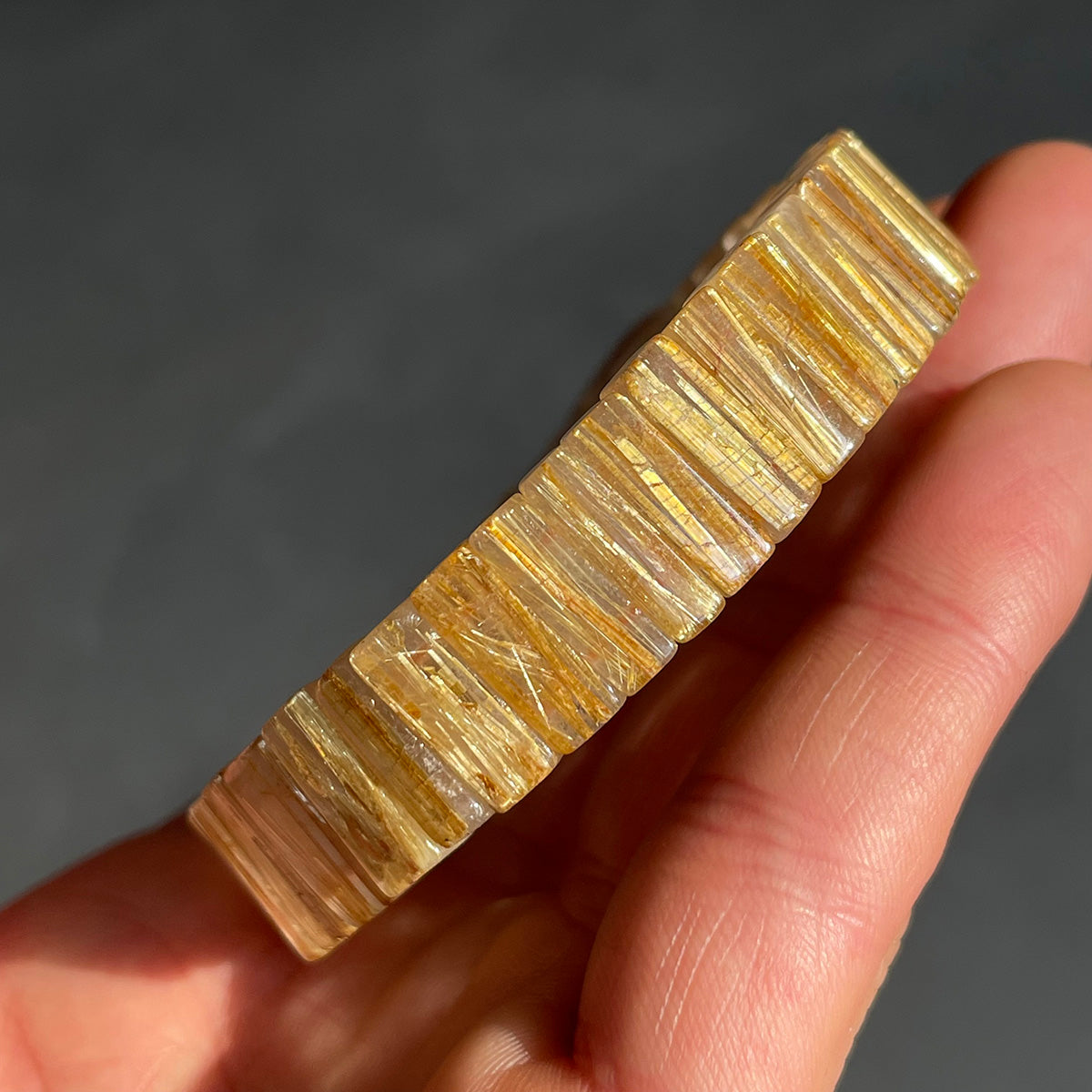 Golden Rutilated Quartz Bangle Bracelet Bead Rutile