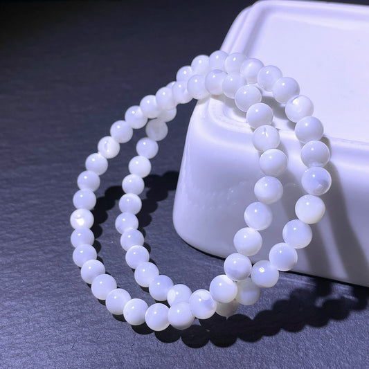 White Shell Stone Bead Bracelet 8mm