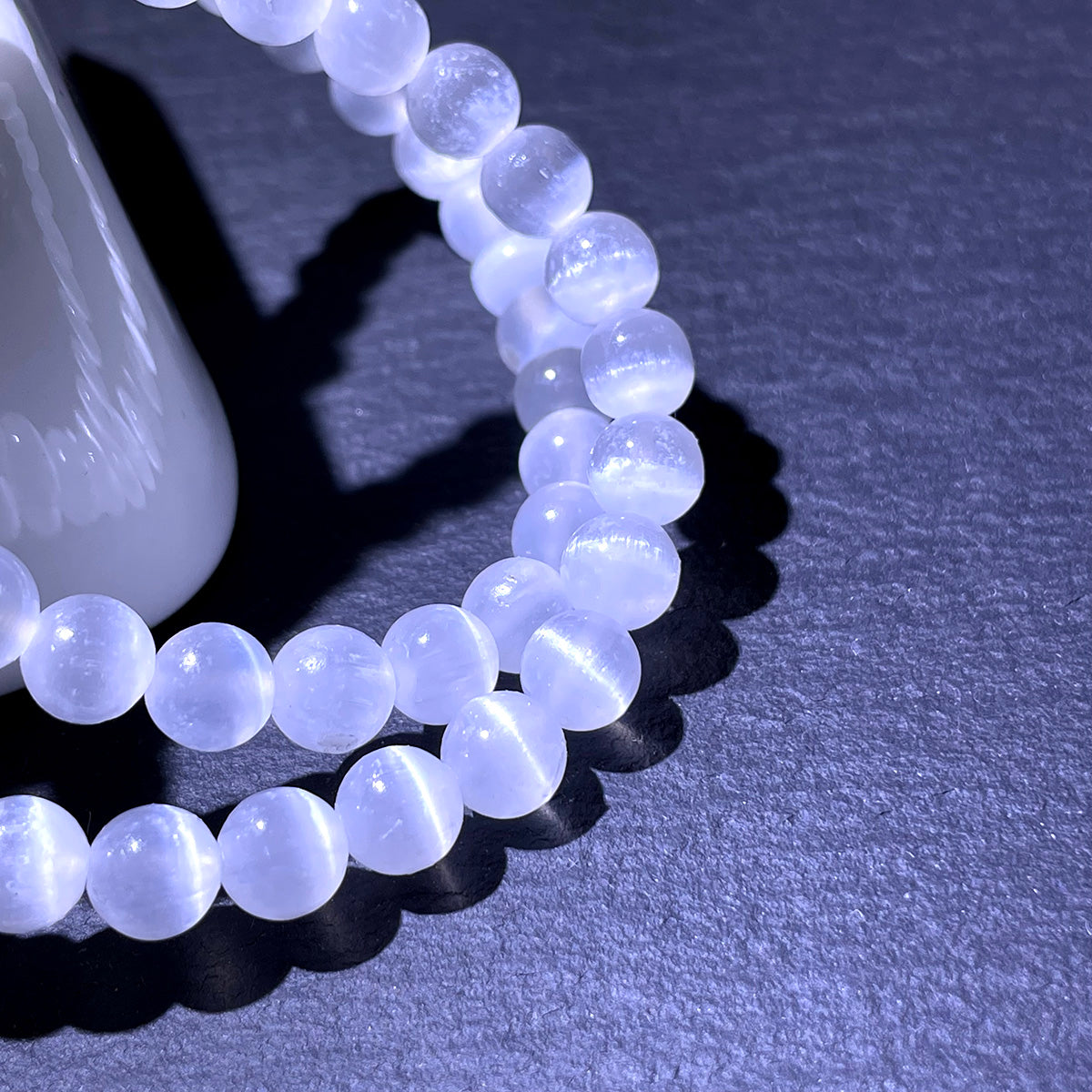 Selenite Bead Bracelet Real Crystal Healing