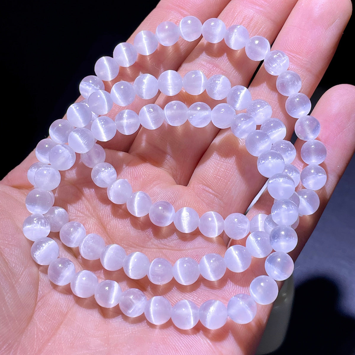 Selenite Bead Bracelet Real Crystal Healing