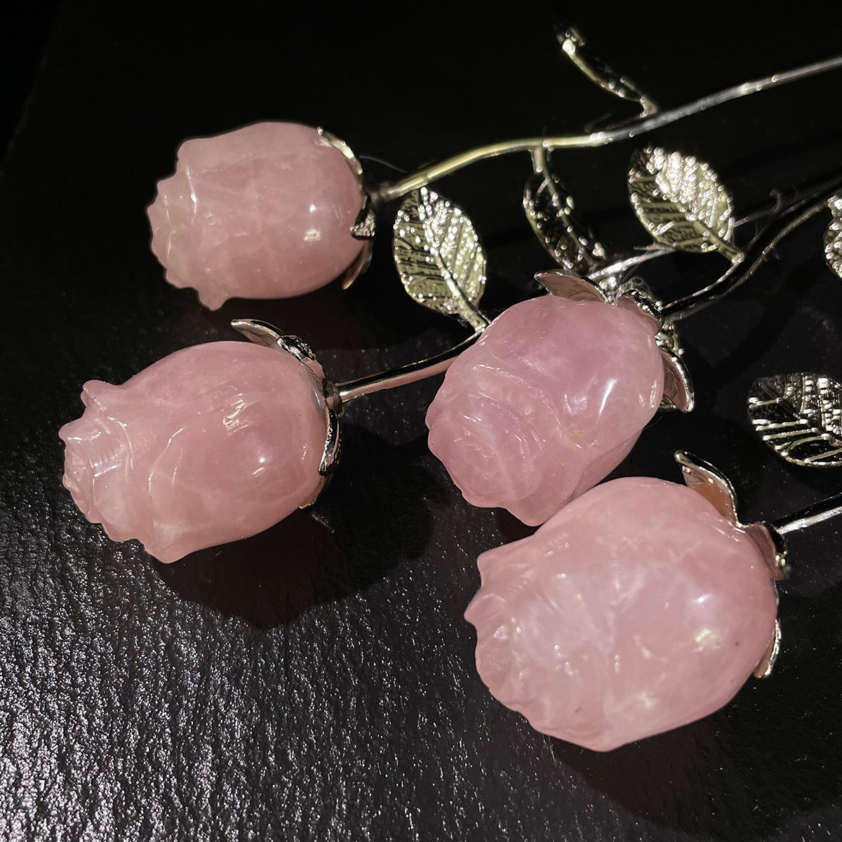 Rose Quartz Rose Flower Handcraft Healing Stone Natural Crystal Gift