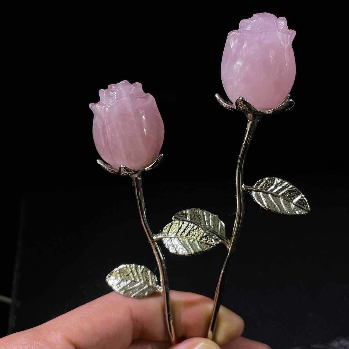 Rose Quartz Rose Flower Handcraft Healing Stone Natural Crystal Gift