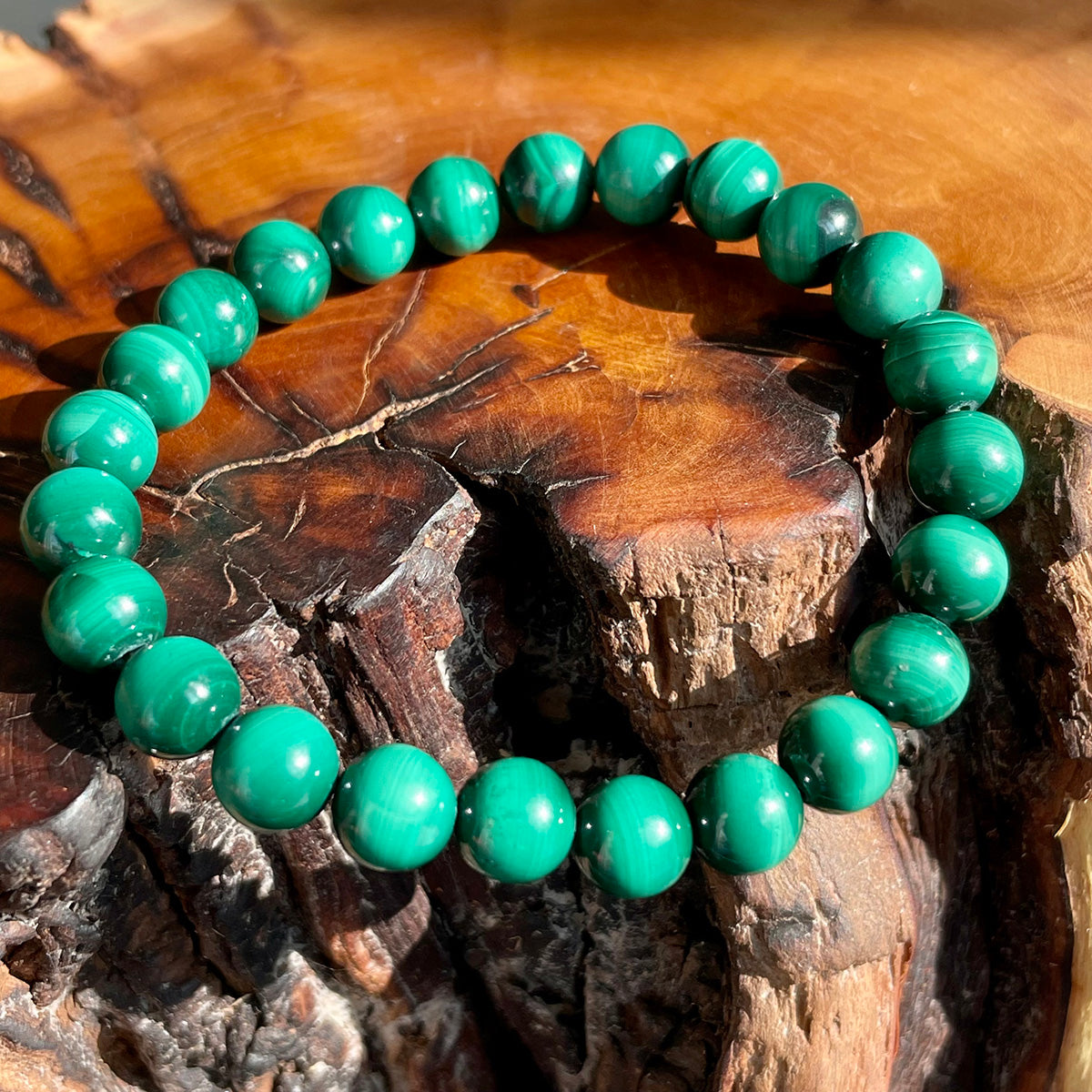 Cat Eye Malachite Bead Bracelet