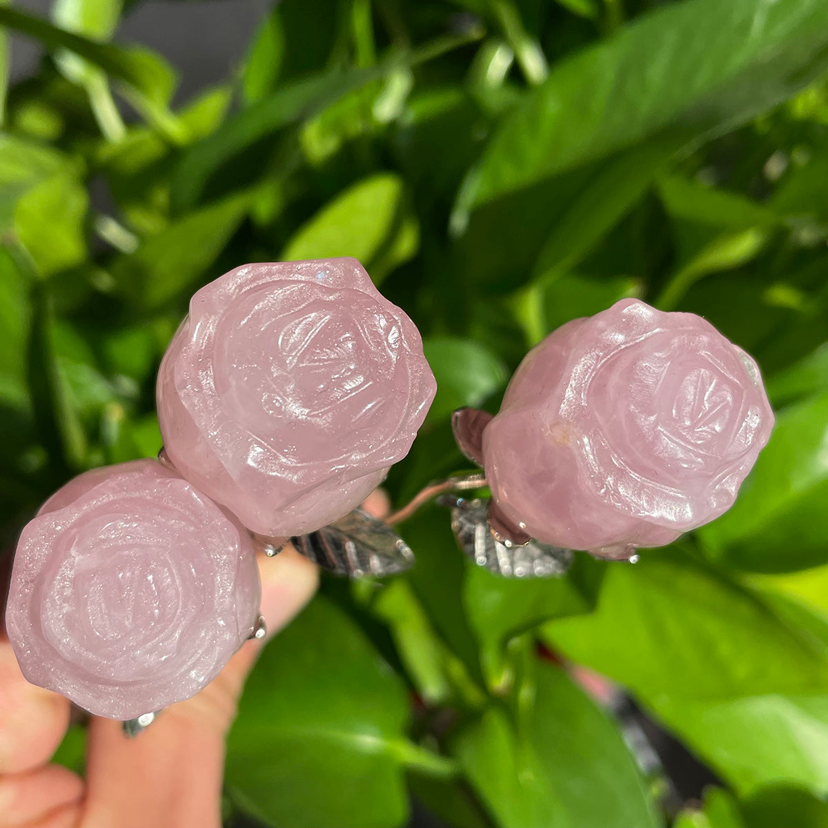 Rose Quartz Rose Flower Handcraft Healing Stone Natural Crystal Gift