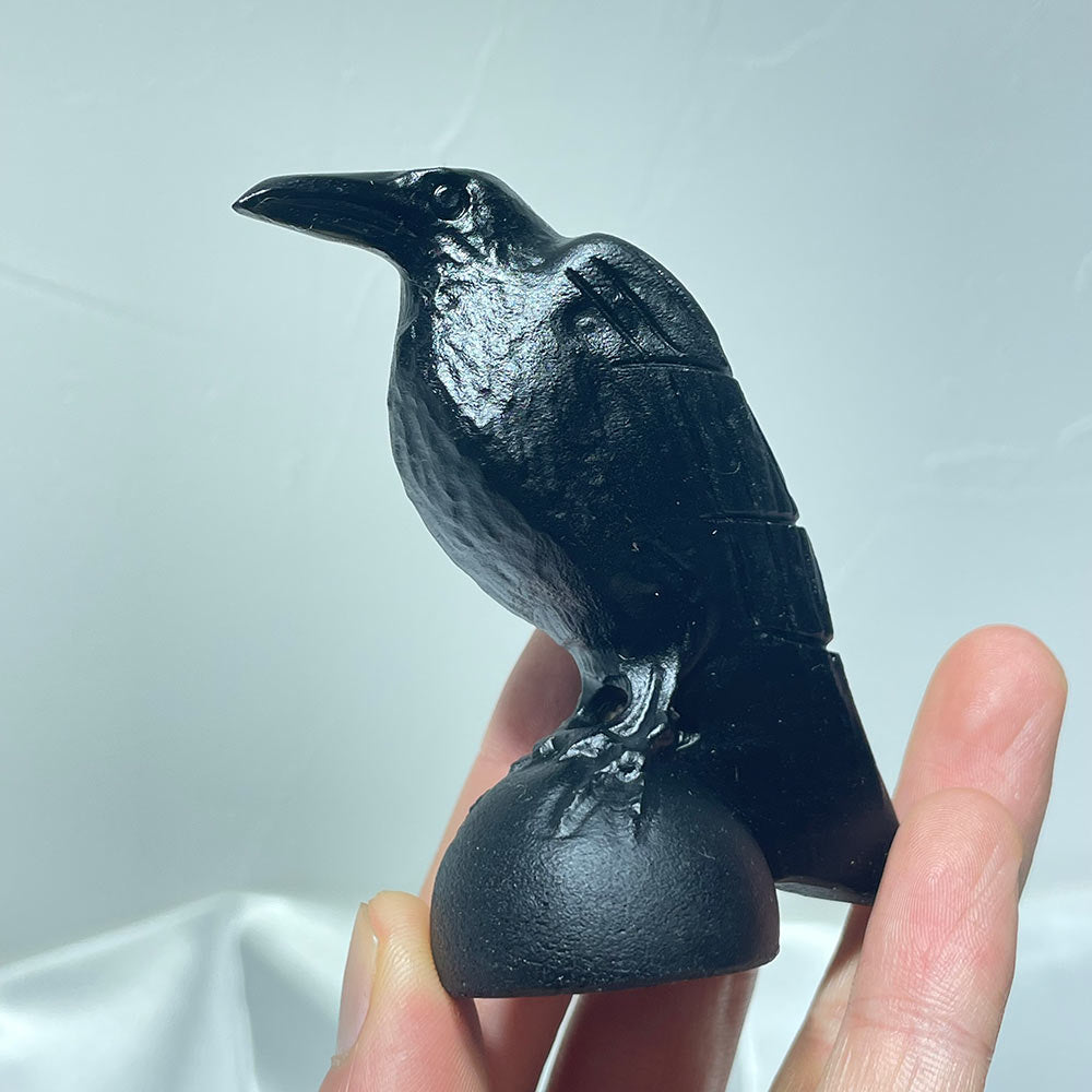 Hand-Carved Black Obsidian Raven of Magic & Mystery