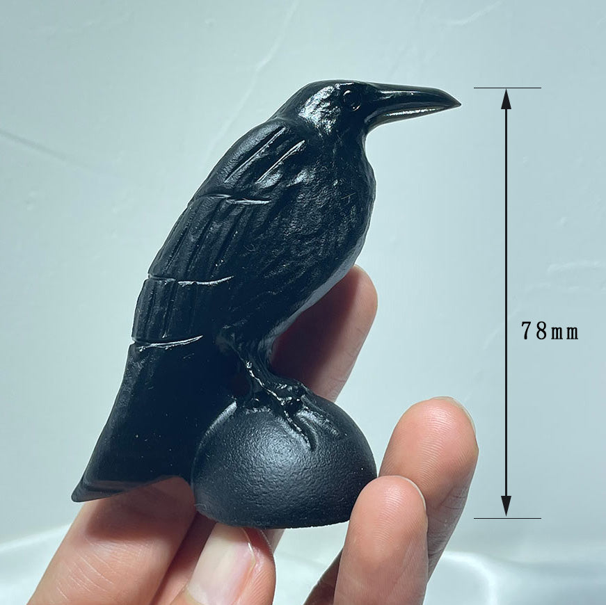 Hand-Carved Black Obsidian Raven of Magic & Mystery