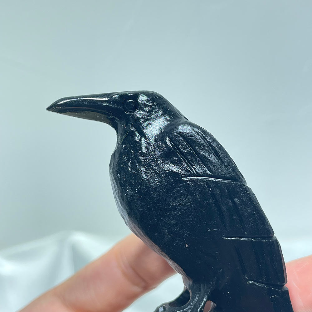 Hand-Carved Black Obsidian Raven of Magic & Mystery