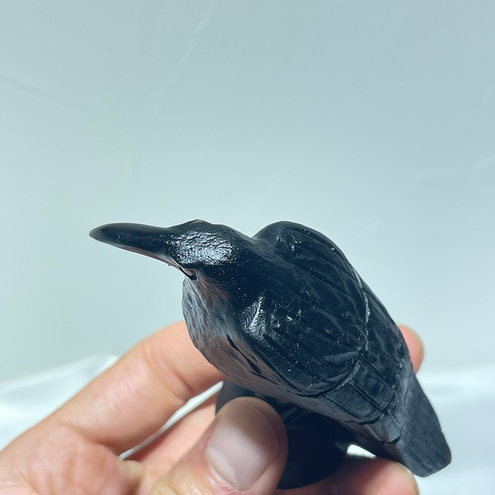 Hand-Carved Black Obsidian Raven of Magic & Mystery