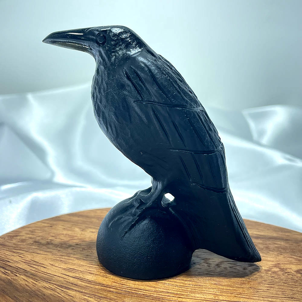 Hand-Carved Black Obsidian Raven of Magic & Mystery