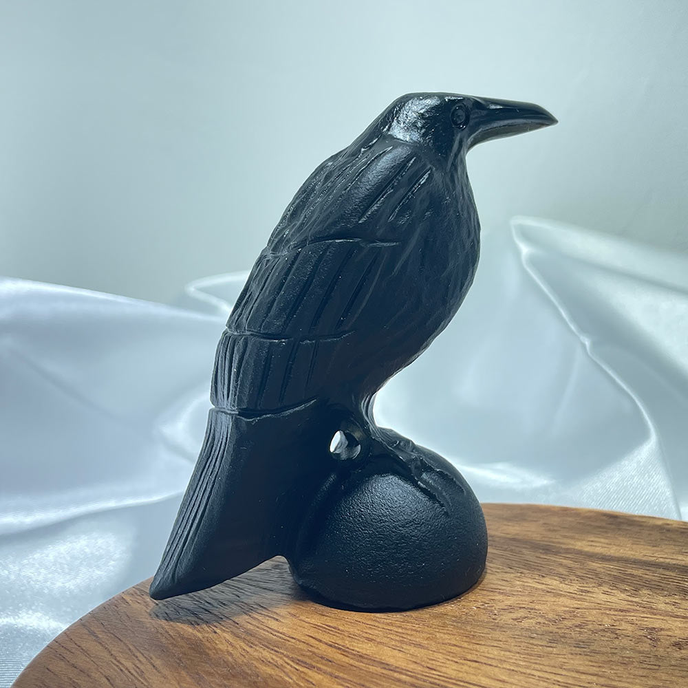 Hand-Carved Black Obsidian Raven of Magic & Mystery