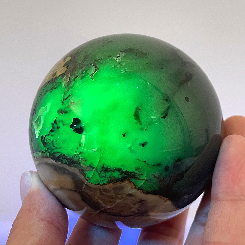 UV Reactive Volcanic Agate Sphere - A World of Hidden Light
