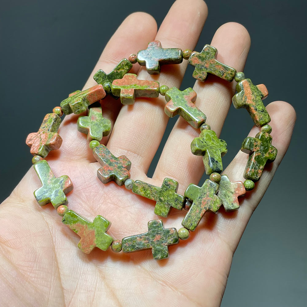 Natural Gemstone Cross Bracelet | A Symbol of Faith & Protection