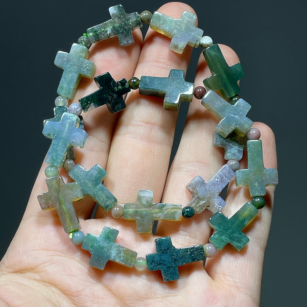 Natural Gemstone Cross Bracelet | A Symbol of Faith & Protection