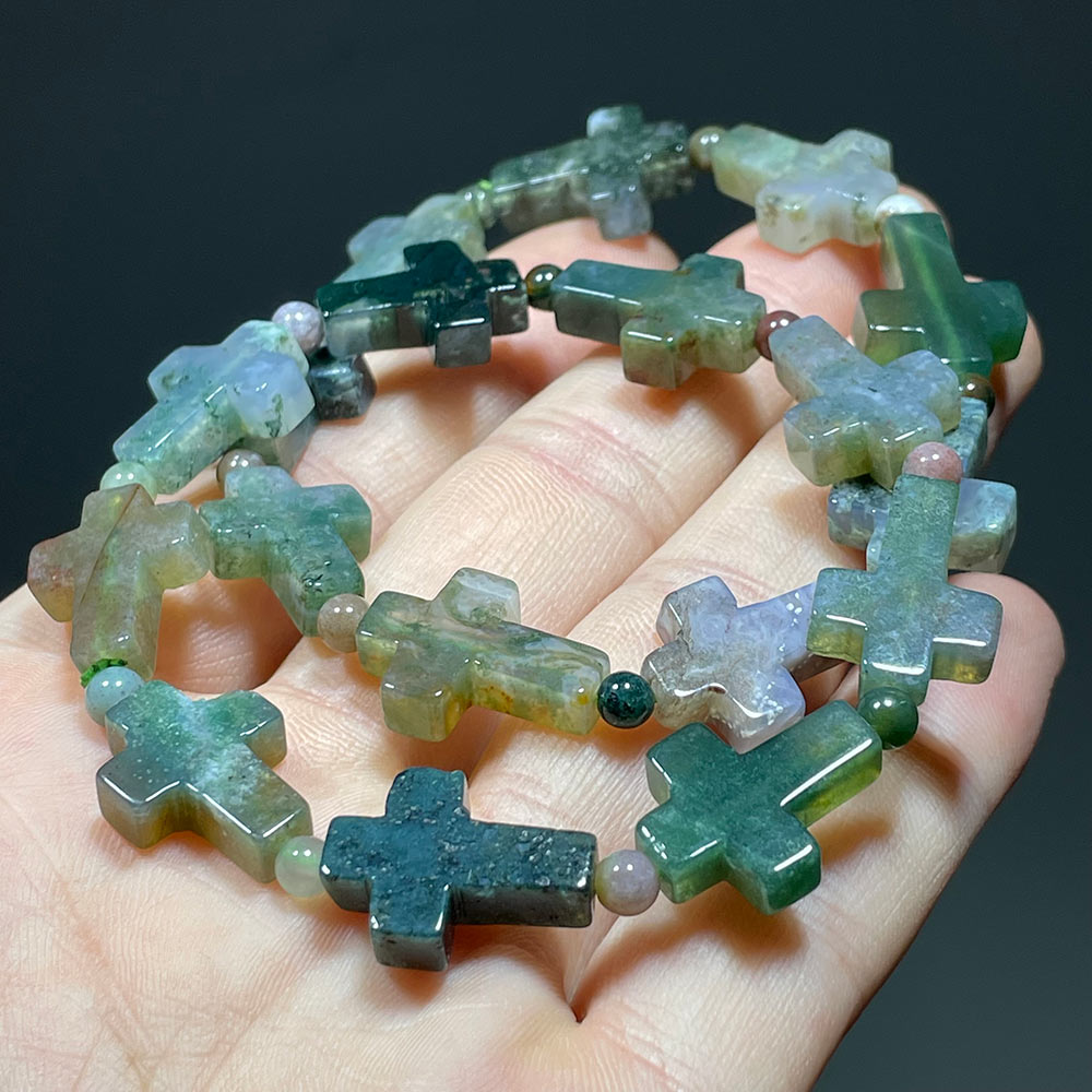 Natural Gemstone Cross Bracelet | A Symbol of Faith & Protection