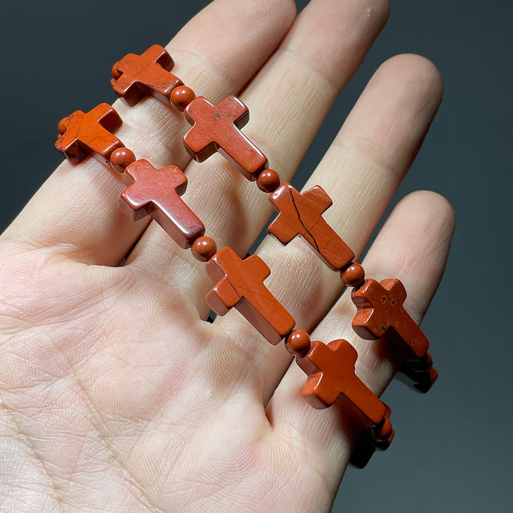 Natural Gemstone Cross Bracelet | A Symbol of Faith & Protection