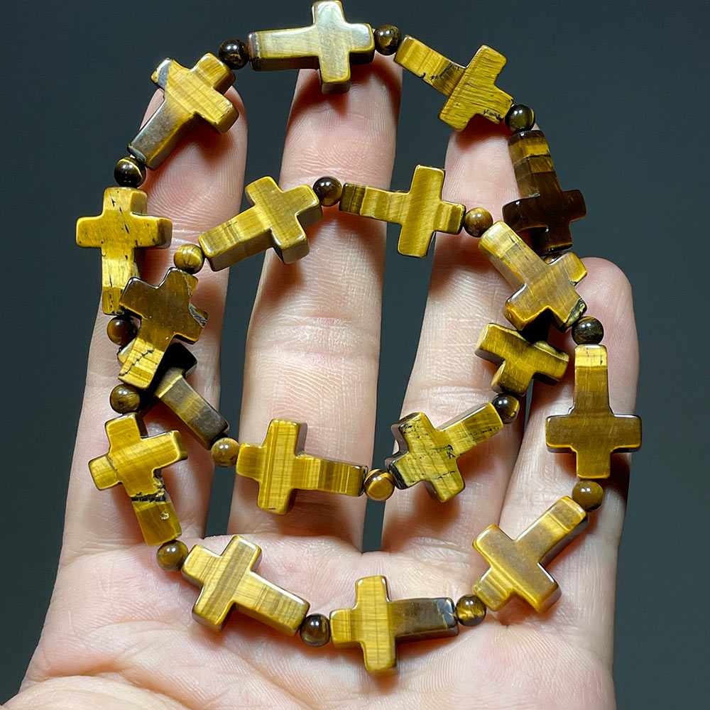 Natural Gemstone Cross Bracelet | A Symbol of Faith & Protection