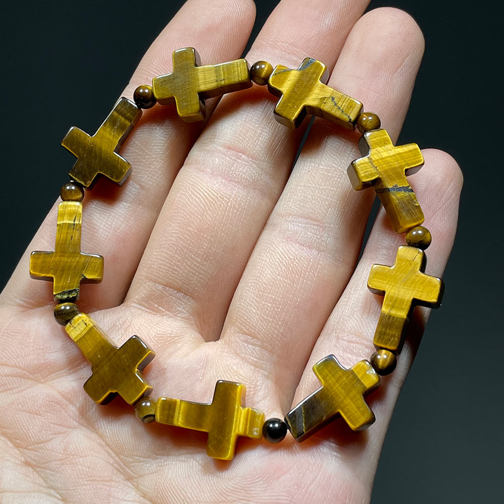Natural Gemstone Cross Bracelet | A Symbol of Faith & Protection