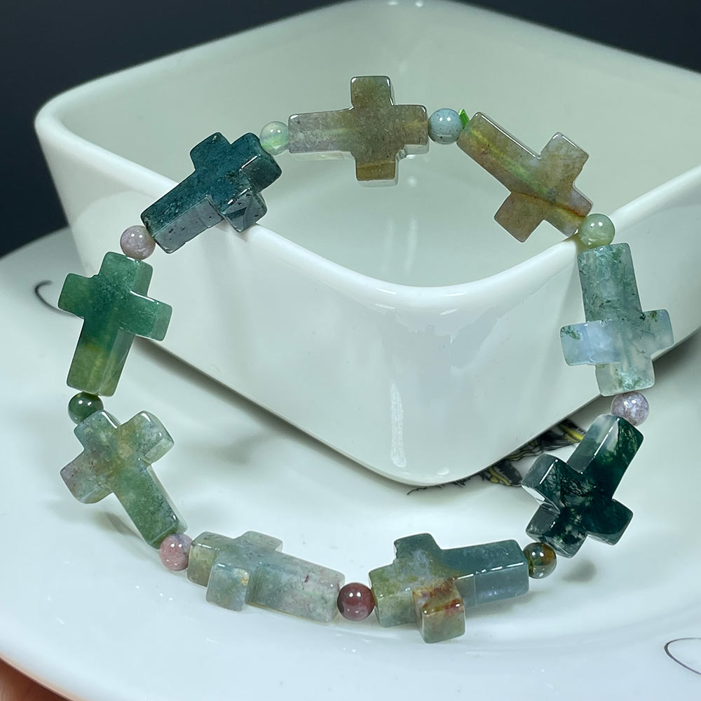 Natural Gemstone Cross Bracelet | A Symbol of Faith & Protection