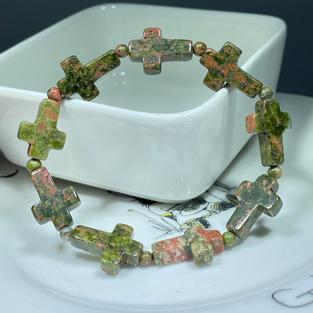 Natural Gemstone Cross Bracelet | A Symbol of Faith & Protection