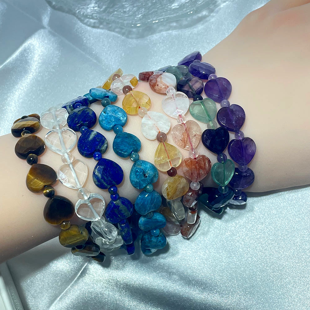 Faceted Crystal Heart Bracelet | Choose Your Healing Stone