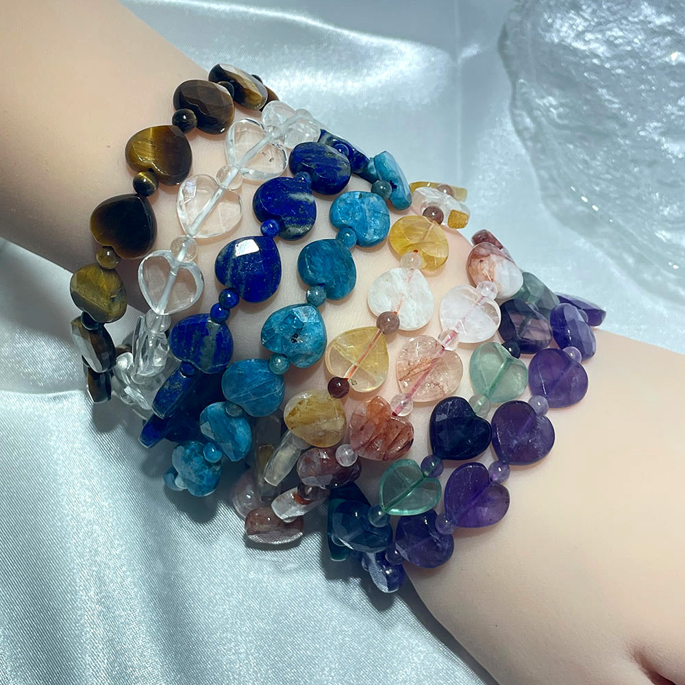 Faceted Crystal Heart Bracelet | Choose Your Healing Stone